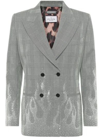 Philipp Plein Flame-appliqué Blazer In Black
