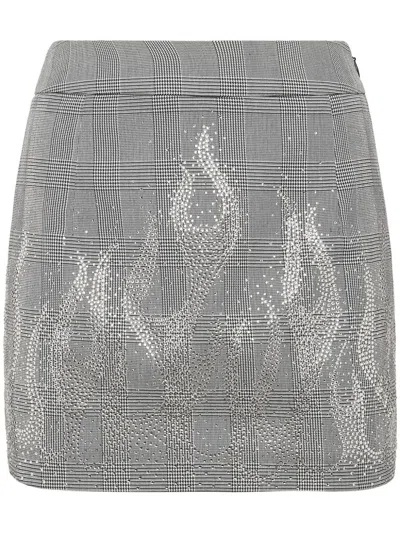 Philipp Plein Flame-appliqué Mini Skirt In Black