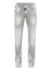 Philipp Plein Denim Rock Star Fit Trousers Flame In Grau