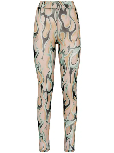 Philipp Plein Flame Leggings In Neutrals