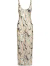 Philipp Plein Flame Midi Dress In Neutrals