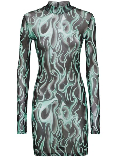 Philipp Plein Flame Minidress In Black