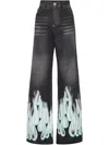 Philipp Plein Flame-print Jeans In Black