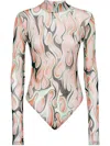 Philipp Plein Flame Tulle Body In Neutrals