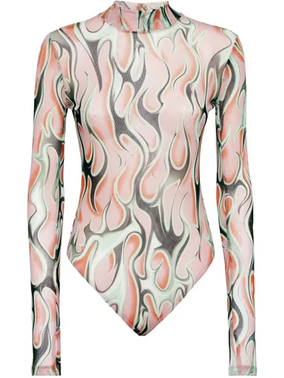 Philipp Plein Flame Tulle Body In Neutrals