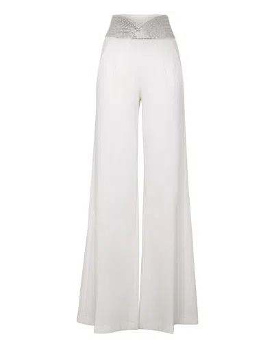Philipp Plein Flare Trousers Crystal In White