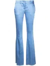 Philipp Plein Flared Satin Trousers In Blue
