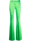 Philipp Plein Flared Satin Trousers In Green