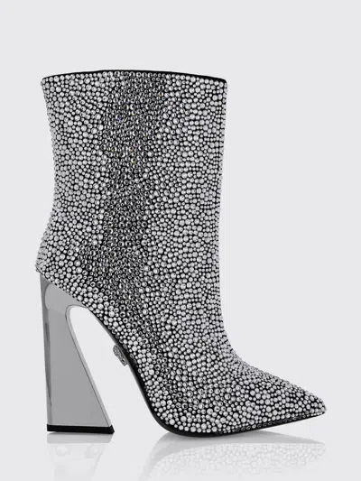 Philipp Plein Flat Ankle Boot Woman Color Black In Gray