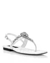 Philipp Plein Sandals Flat Crystal Skull With Crystals In White