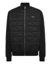 Philipp Plein Fleece And Nylon Padded Jacket In Black