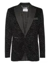 Philipp Plein Flock Velvet Blazer Lord Fit Sartorial In Black