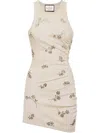 Philipp Plein Floral-embellishment Ribbed Mini Dress In Grey