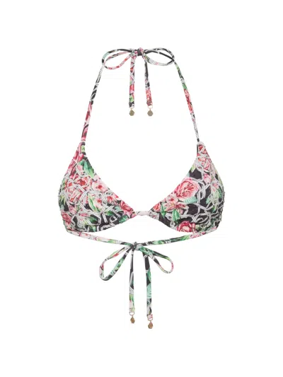 Philipp Plein Floral-print Bikini Top In Multi