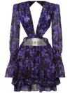 PHILIPP PLEIN FLORAL-PRINT CHIFFON MINI DRESS
