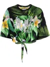 Philipp Plein Hawaiian Print Cropped T-shirt In Green