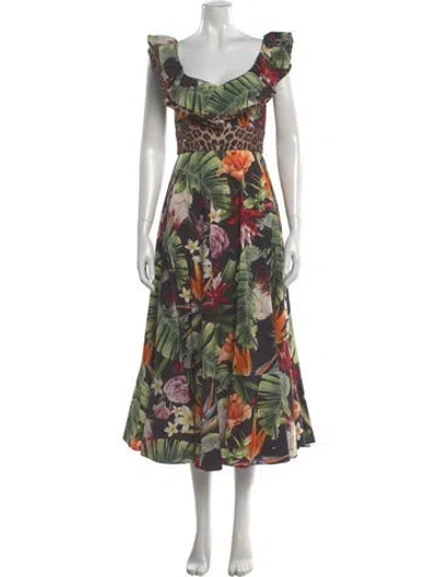 Pre-owned Philipp Plein Floral Print Long Dress In Black
