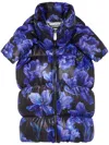 Philipp Plein Floral-print Padded-design Gilet In Black