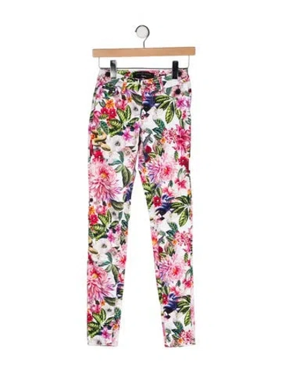Pre-owned Philipp Plein Floral Print Skinny Leg Pants In Pink