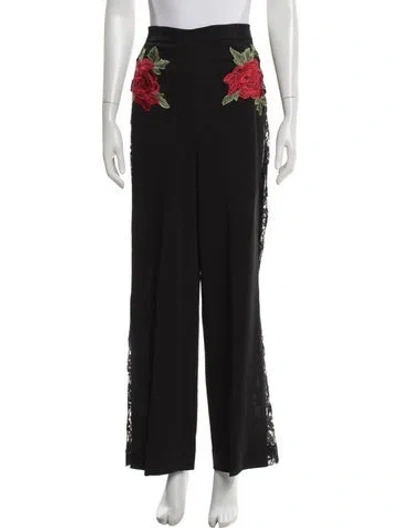 Pre-owned Philipp Plein Floral Print Wide Leg Pants In Black