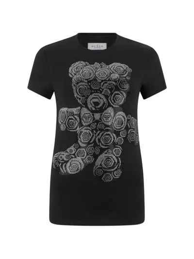 Philipp Plein Flower Teddy T-shirt In Black
