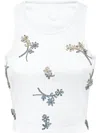 Philipp Plein Jersey Rib Tank Top Flowers In Blau