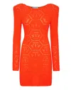 Philipp Plein Monogram-intarsia Shoulder-pads Minidress In Multi