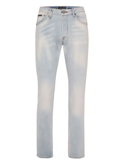 Philipp Plein Flying Money Straight-leg Jeans In Neutral