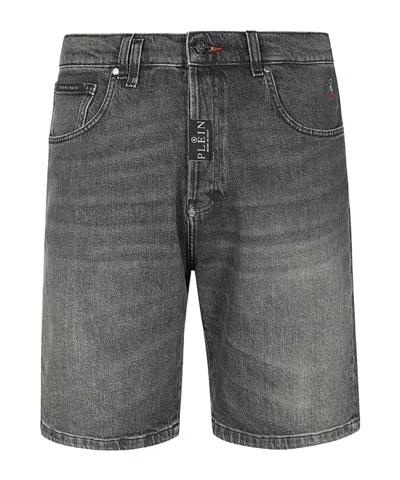 Philipp Plein Formentera Low-rise Denim Shorts In Black