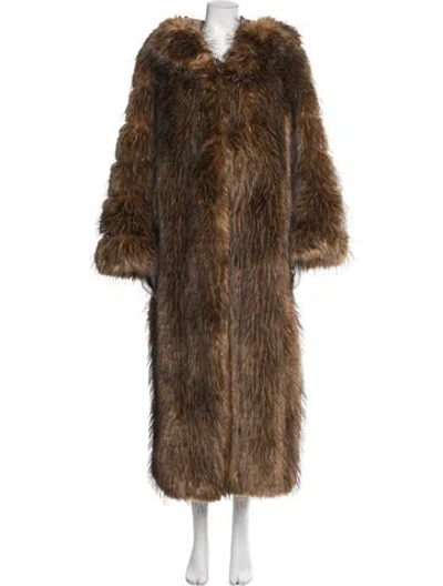 Pre-owned Philipp Plein Fox Fur Coat In Brown