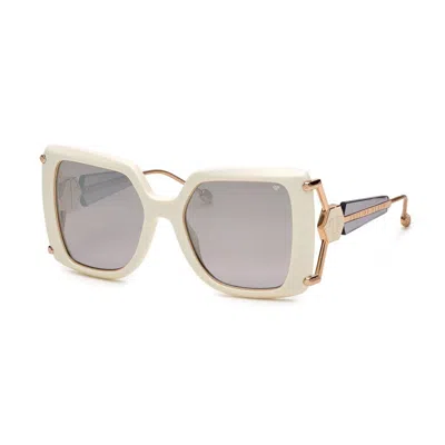 Philipp Plein Ladies Black Square Sunglasses Spp121s 3gfx In Multi