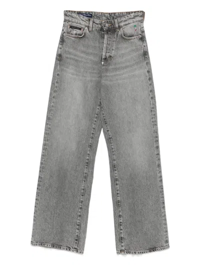 Philipp Plein Frayed-hem Jeans In Gray
