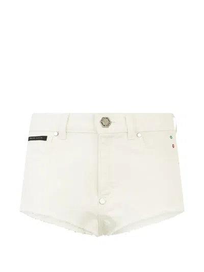 Philipp Plein Frayed Shorts In Neutral