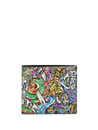 Philipp Plein French Tattoo Bi-fold Wallet In Yellow