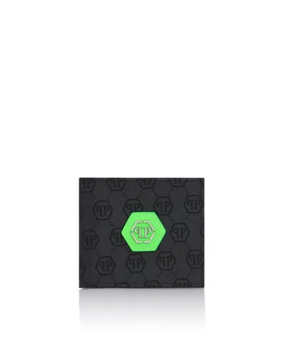 Philipp Plein French Wallet Jacquard Monogram In Black