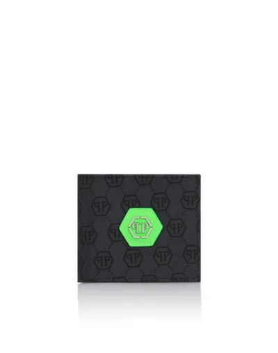 Philipp Plein French Wallet Jacquard Monogram Men In Black
