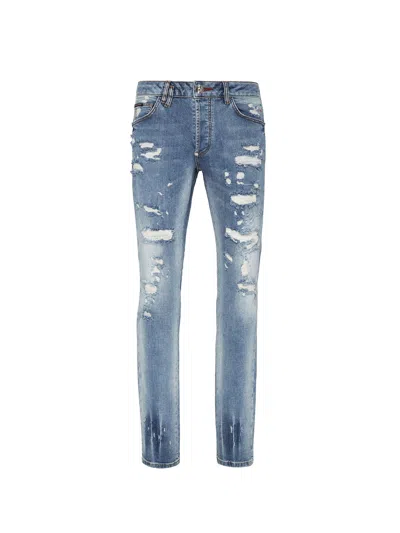 Philipp Plein Printed Jeans In ブルー