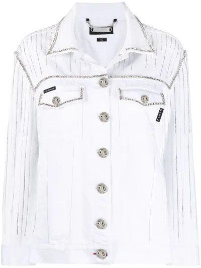 PHILIPP PLEIN FRINGE-DETAIL DENIM JACKET