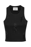 Philipp Plein Jersey Rib Tank Top Fringe In Black