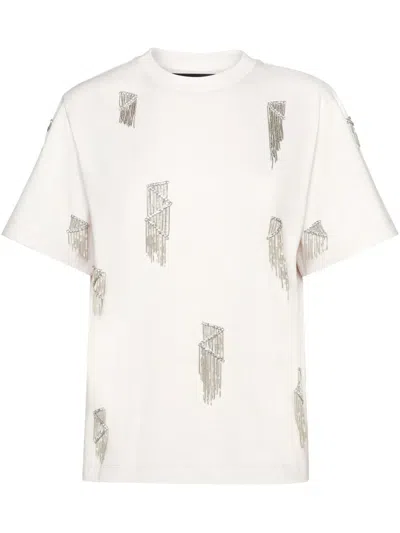 Philipp Plein Fringe Jersey T-shirt In White