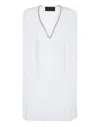 Philipp Plein Fringed V-neck Mini Dress In White