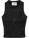 Philipp Plein Jersey Rib Tank Top Fringe In Schwarz