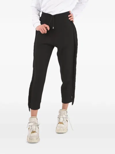 Philipp Plein Fringed-trim Cropped Track Pants In Black