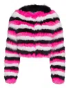 Philipp Plein Fur Coat Short Stripes In Multi