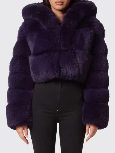 Philipp Plein Fur Coat Woman Color Salmon In Blue