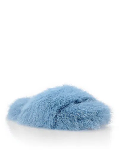 Philipp Plein Fur Slipper Luxury In Blue