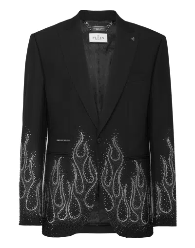 Philipp Plein Gabardine Blazer Ls Strass Flame