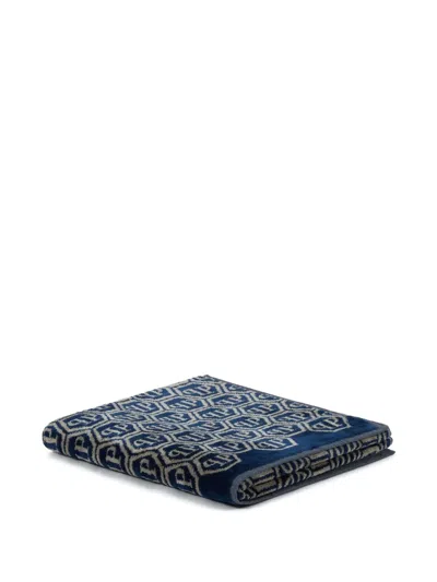 Philipp Plein Geometric-pattern Bath Towel In Blue