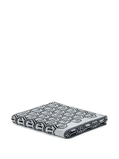 Philipp Plein Geometric-pattern Bath Towel In Black