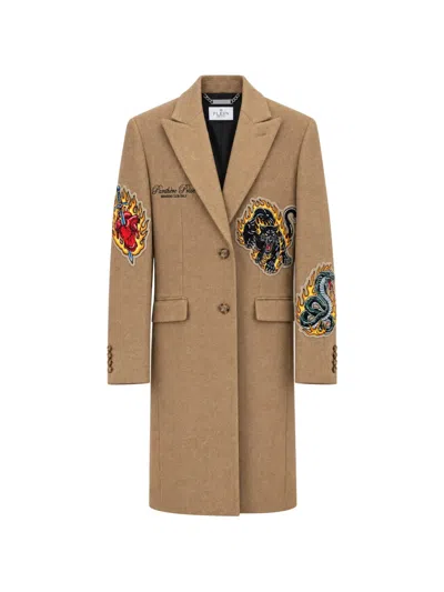 Philipp Plein Gianni Fit Urban Jungle Patches Coat In Brown
